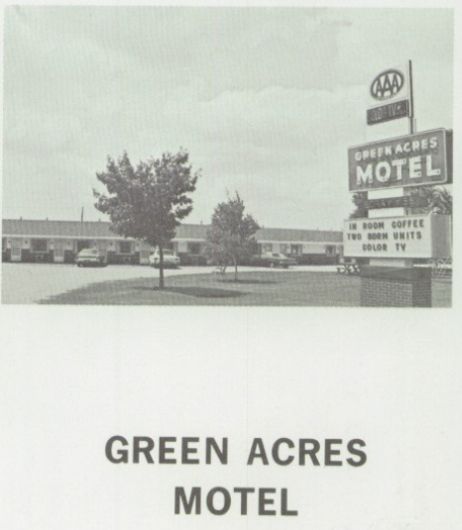 Green Acres Motel - 1977 Newberry High Yearbook Ad (newer photo)
